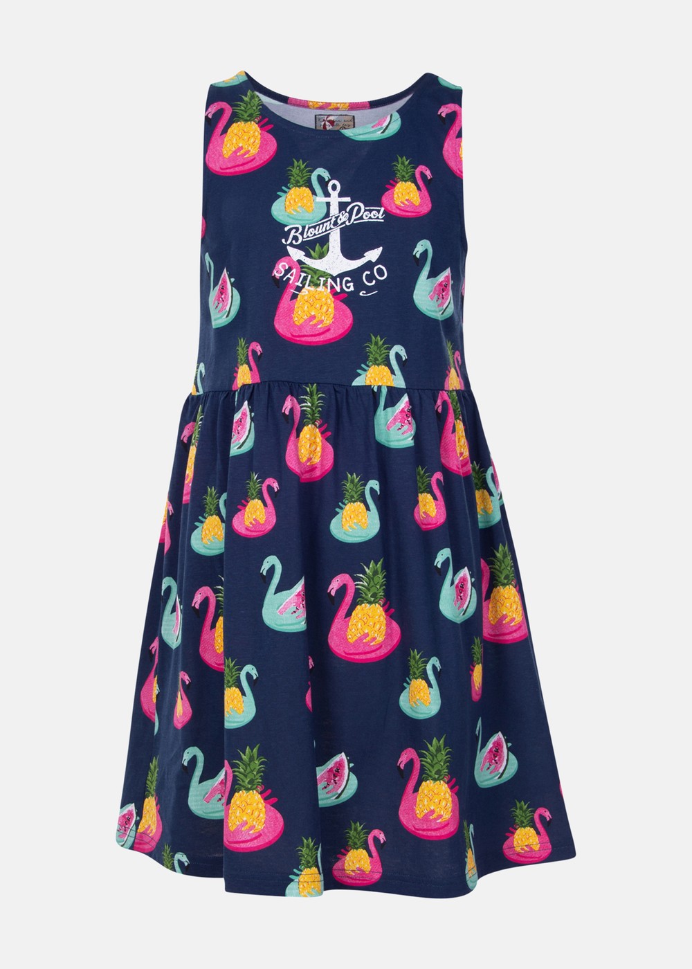 Jungle Dress Jr, Navy Flamingo Pineapple, 100,  Strandkläder Jungle Dress Jr, Navy Flamingo Pineapple, 100,  Strandkläder