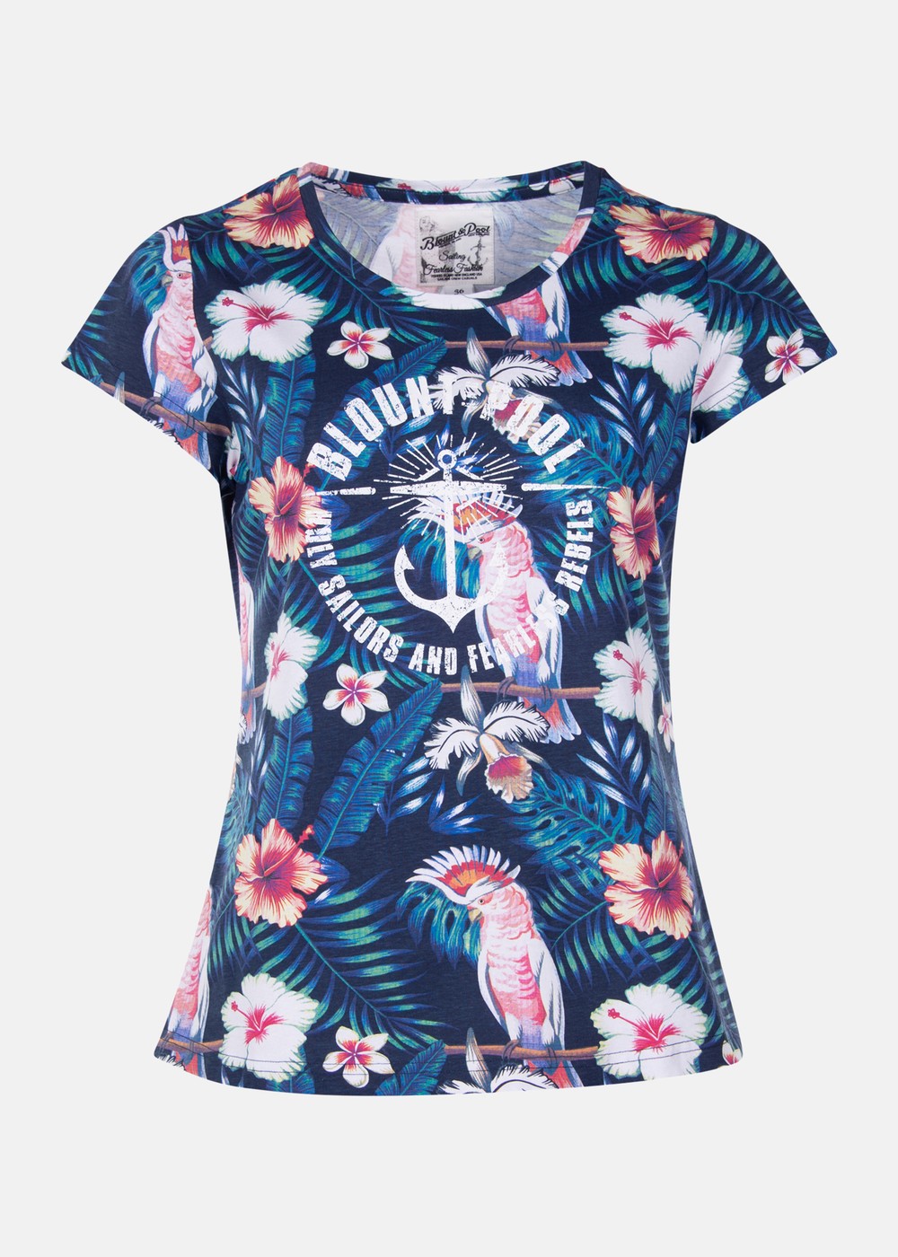 Hawaii Tee W, Navy Kakadua Flower, 36,  Strandkläder