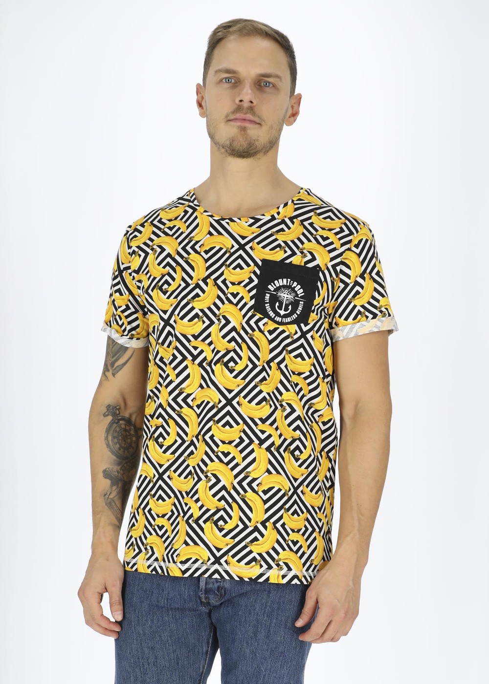 Tropical Pocket Tee, Yellow Graphic Banana, M,  Strandkläder