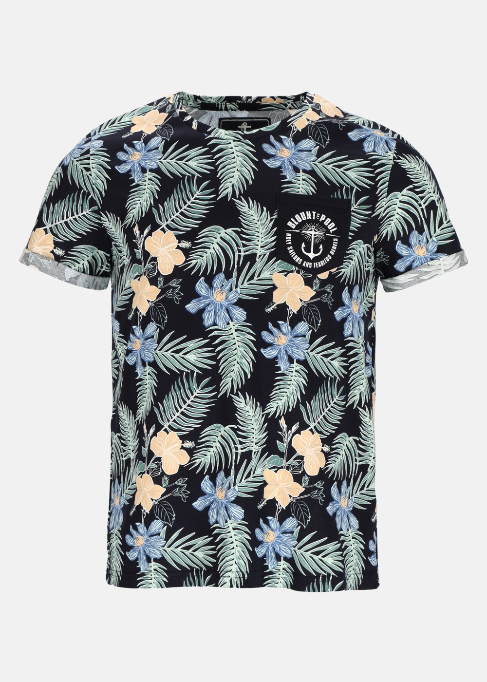 Tropical Pocket Tee, Navy Hibiscus Aop, M,  Strandkläder Tropical Pocket Tee, Navy Hibiscus Aop, M,  Strandkläder