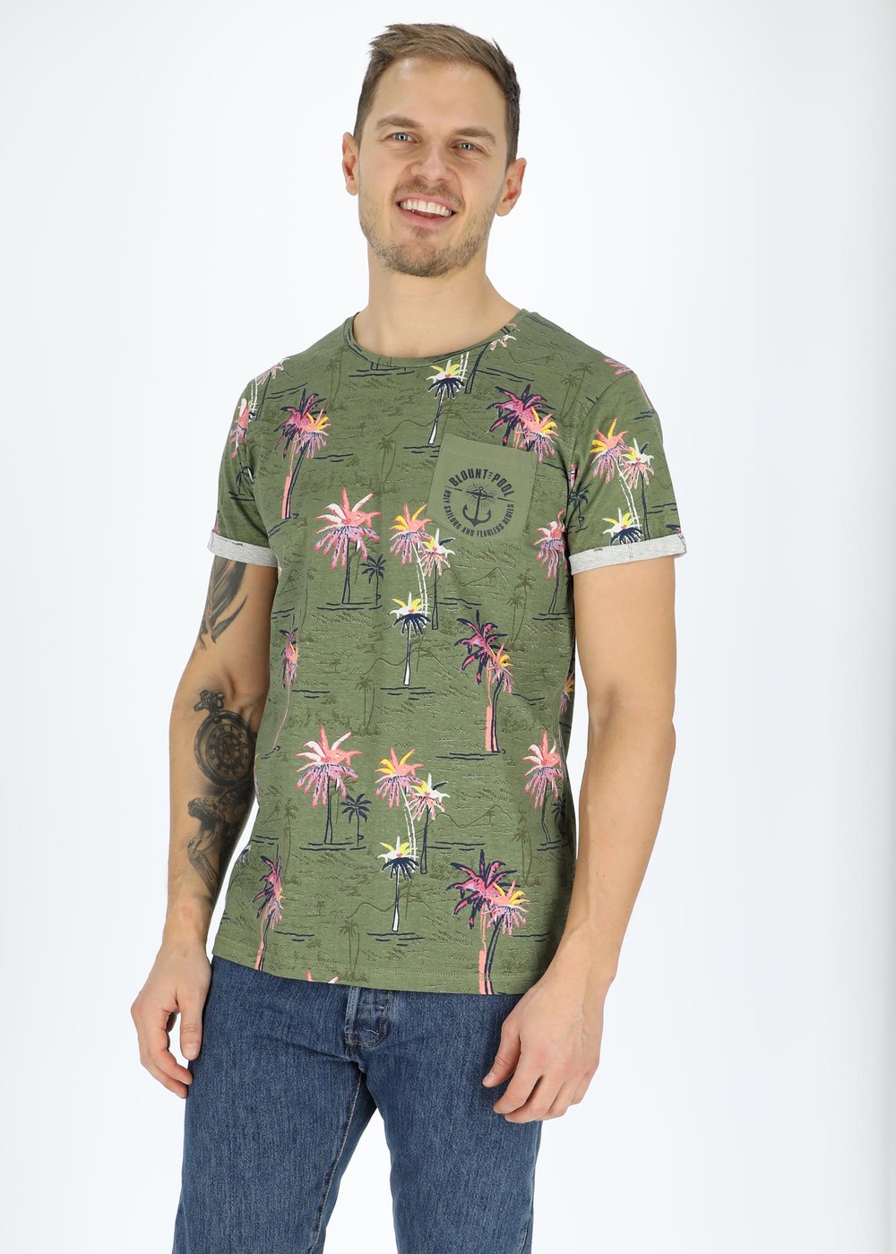 Tropical Pocket Tee, Olive Sea Palm, 2xl,  Strandkläder Tropical Pocket Tee, Olive Sea Palm, 2xl,  Strandkläder