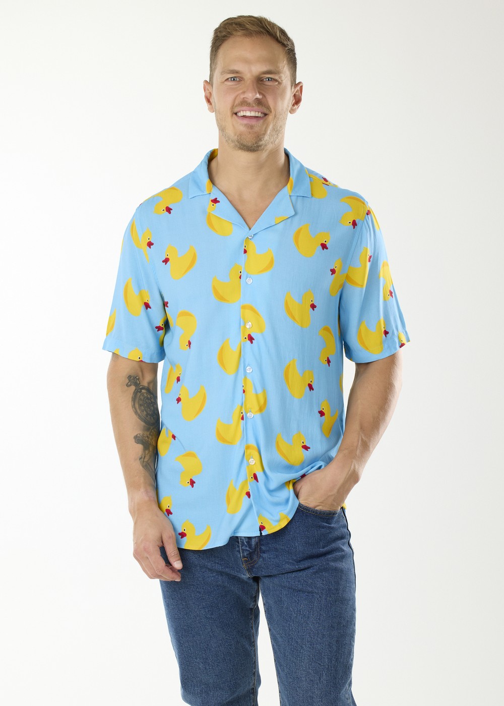 Honolulu Shirt, Blue Yellow Duck, S,  Kortärmade Skjortor Honolulu Shirt, Blue Yellow Duck, S,  Kortärmade Skjortor