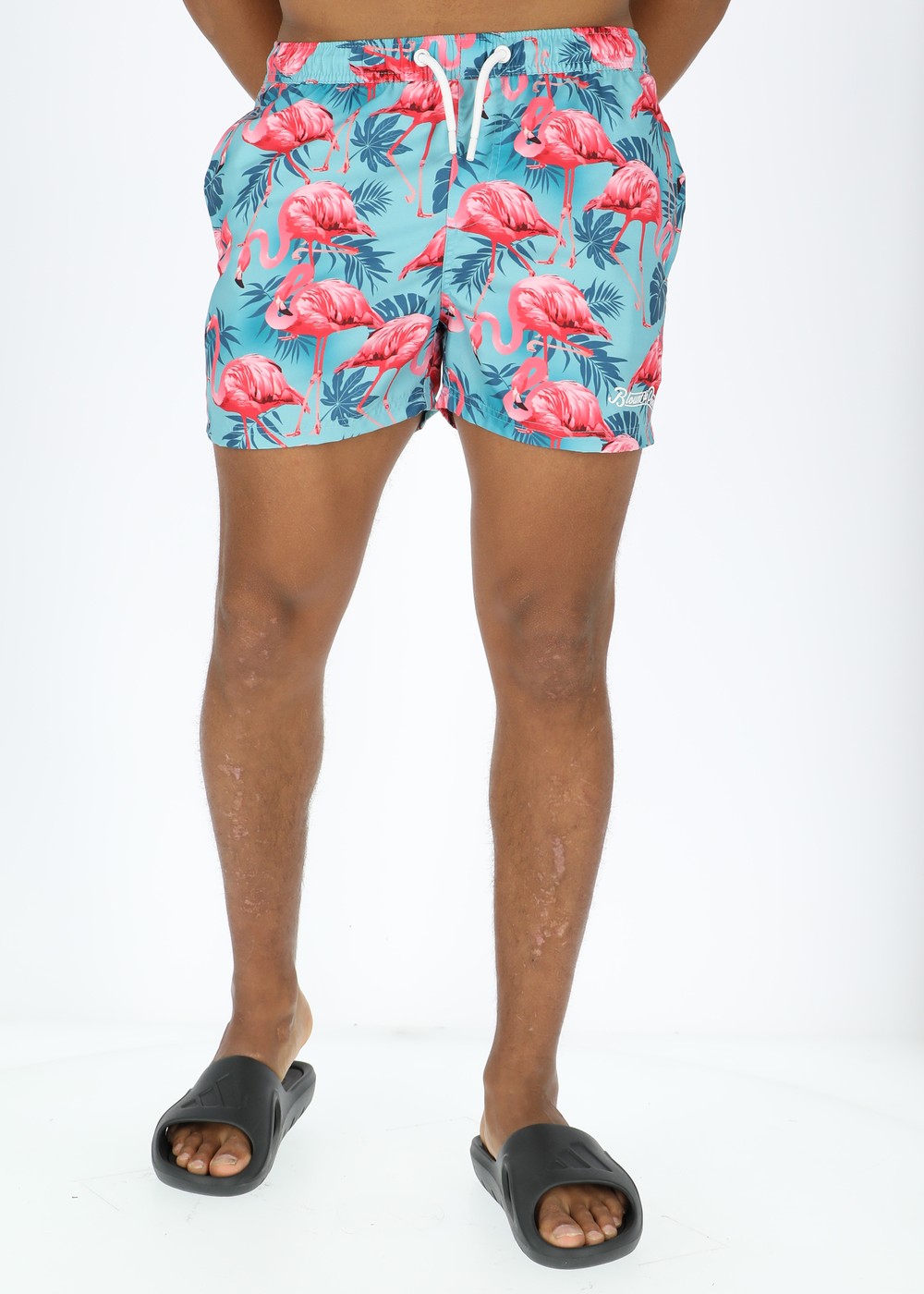 Beachshorts, Turquoise Flamingo, L,  Badbyxor