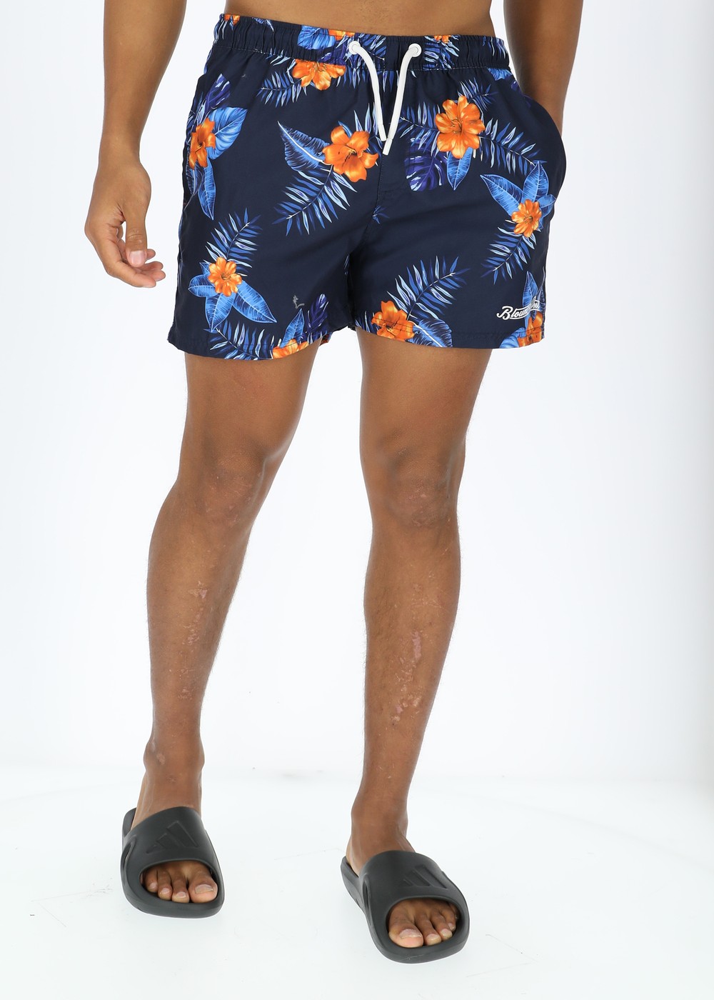 Beachshorts, Navy Orange Flower, M,  Badbyxor Beachshorts, Navy Orange Flower, M,  Badbyxor
