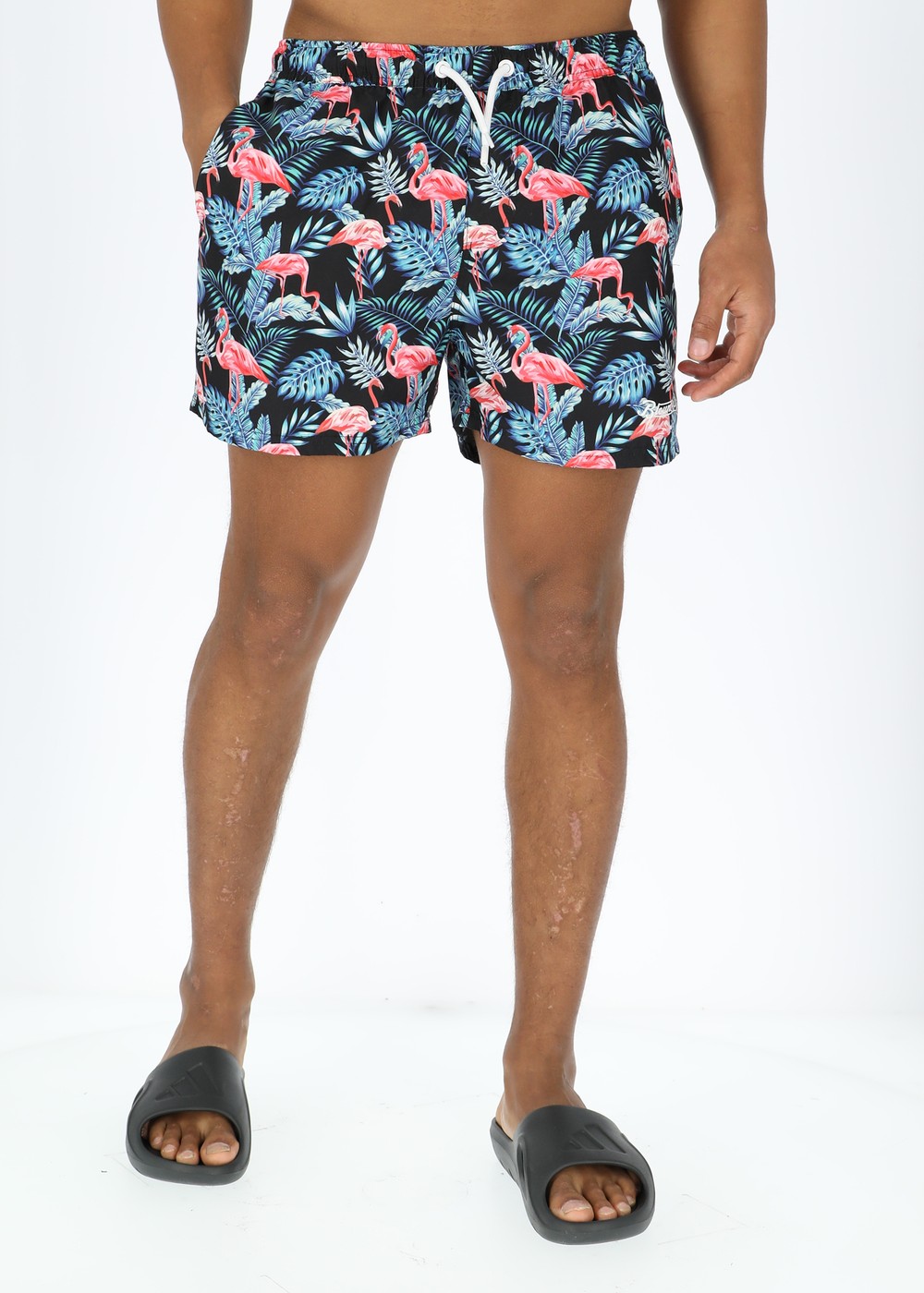 Beachshorts, Black Flamingo Leaf, 3xl,  Badbyxor Beachshorts, Black Flamingo Leaf, 3xl,  Badbyxor