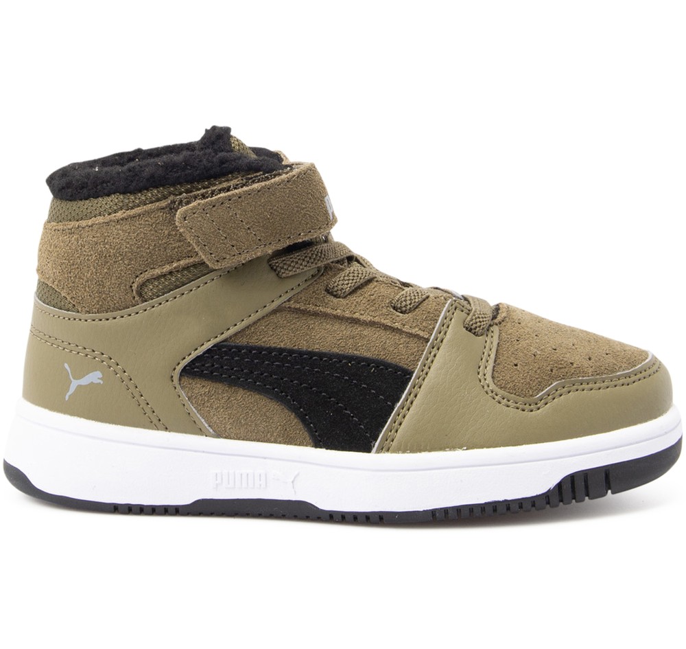 Puma Rebound Layup Fur Sd V Ps, Burnt Olive-Puma Black-Limesto, 30