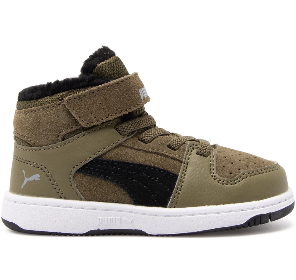 Puma Rebound Layup Fur Sd V In, Burnt Olive-Puma Black-Limesto, 27