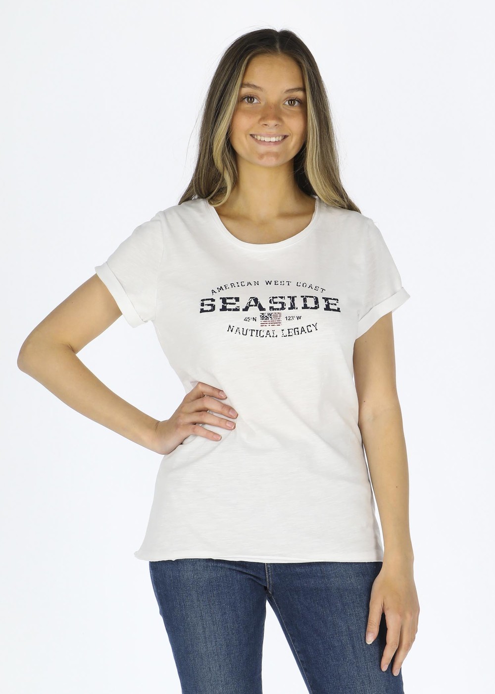 Nautical Tee W, White, 38,  Strandkläder