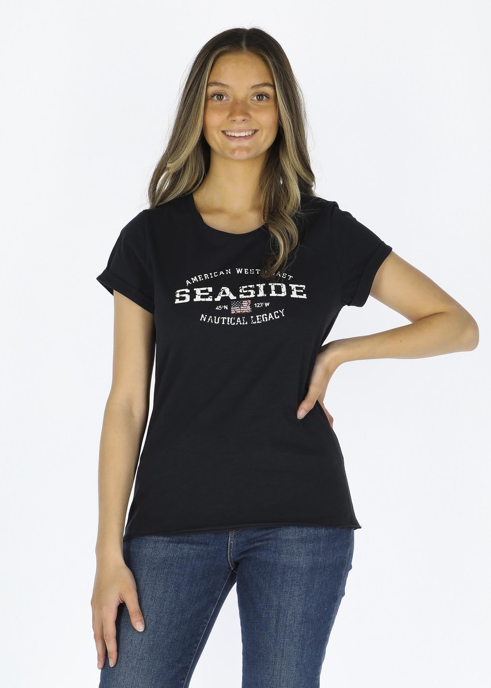 Nautical Tee W, Navy, 48,  Strandkläder