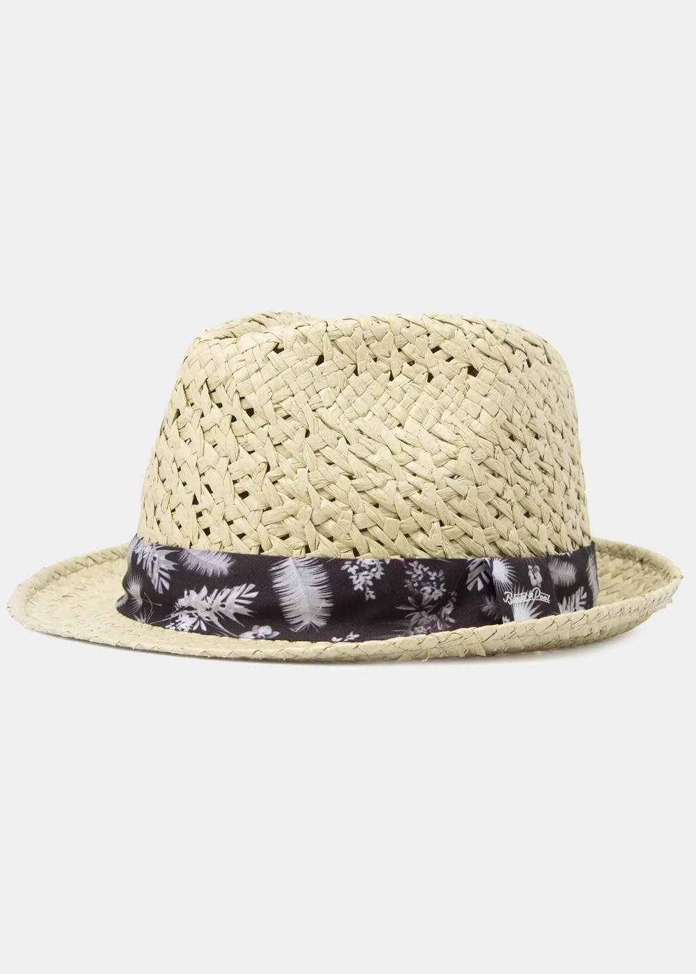 Beach Hat, Lt Beige/Black Flower, Onesize,  Hattar