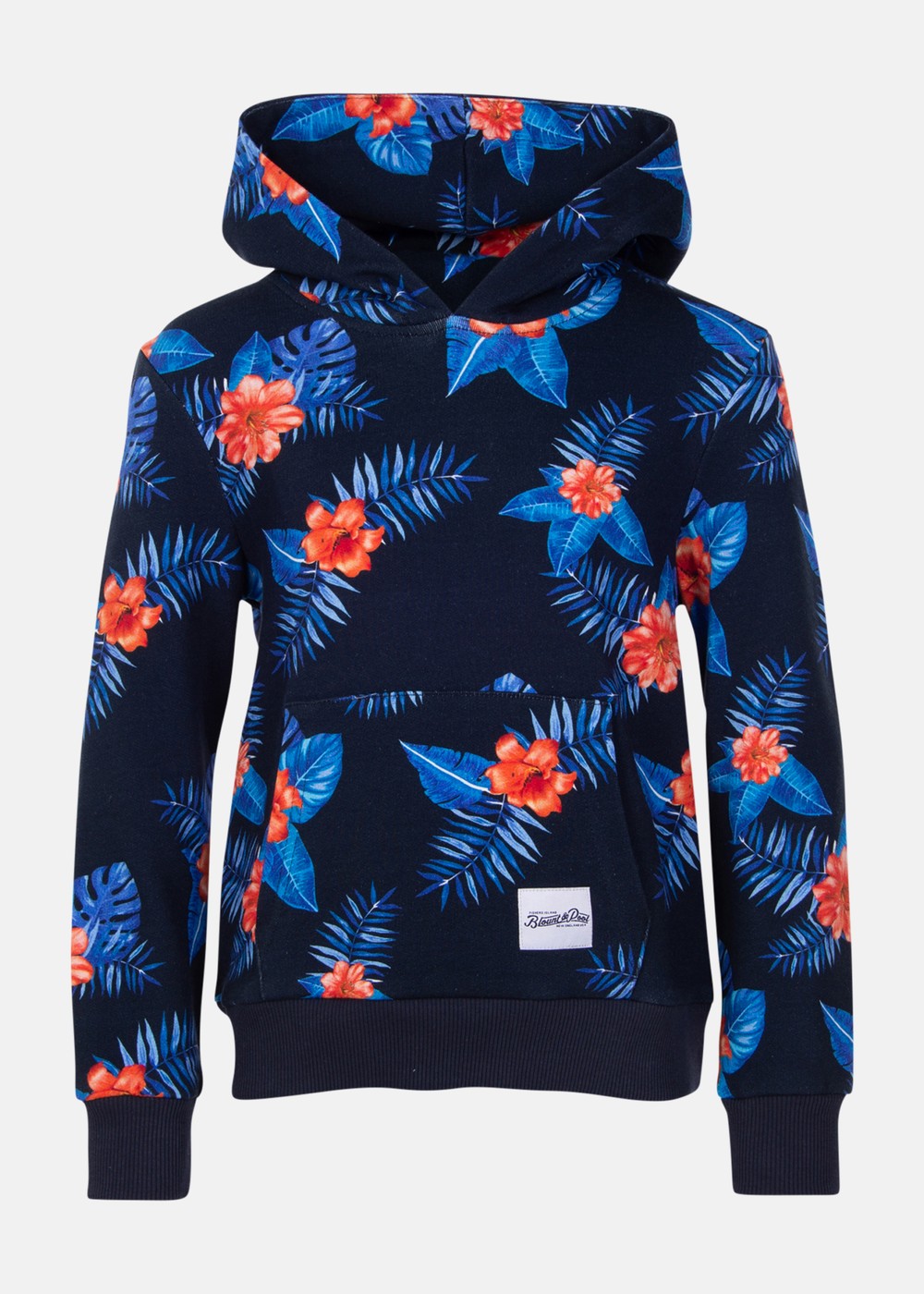 Tropical Hood Jr, Navy Orange Flower, 90,  Hoodies