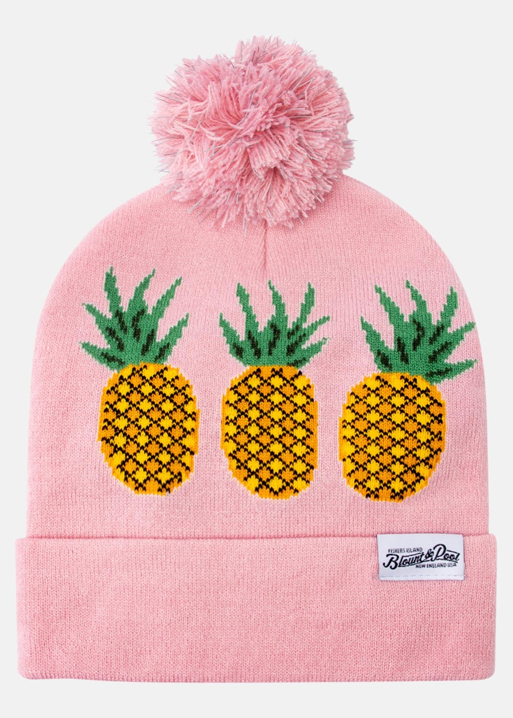 Knitted Hat Reflective Pom Pom, Pink Pineapple, Onesize,  Pannband