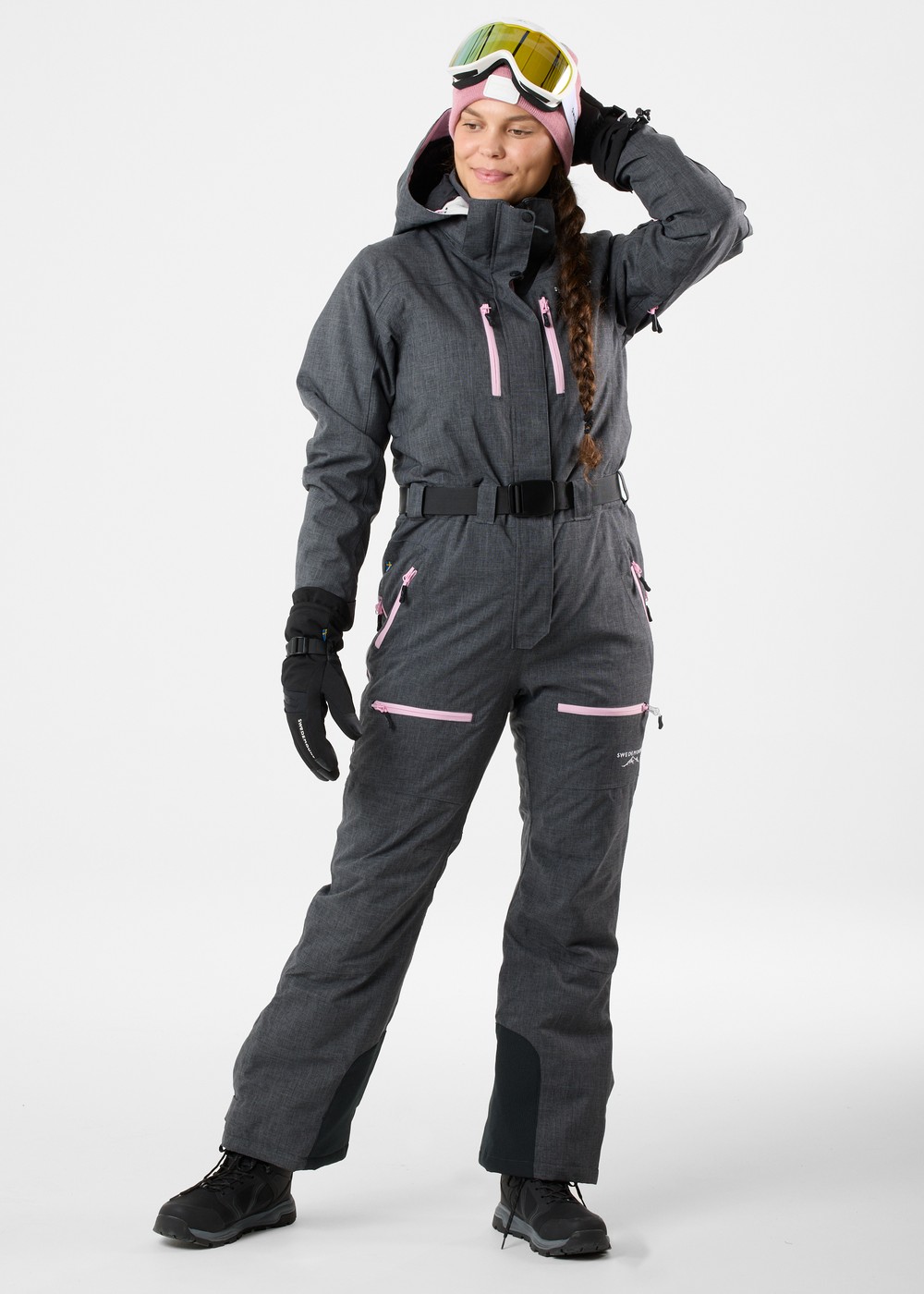 Cervinia Skisuit W, Charcoal Melange/Light Pink, 50,  Skidoverall Cervinia Skisuit W, Charcoal Melange/Light Pink, 50,  Skidoverall