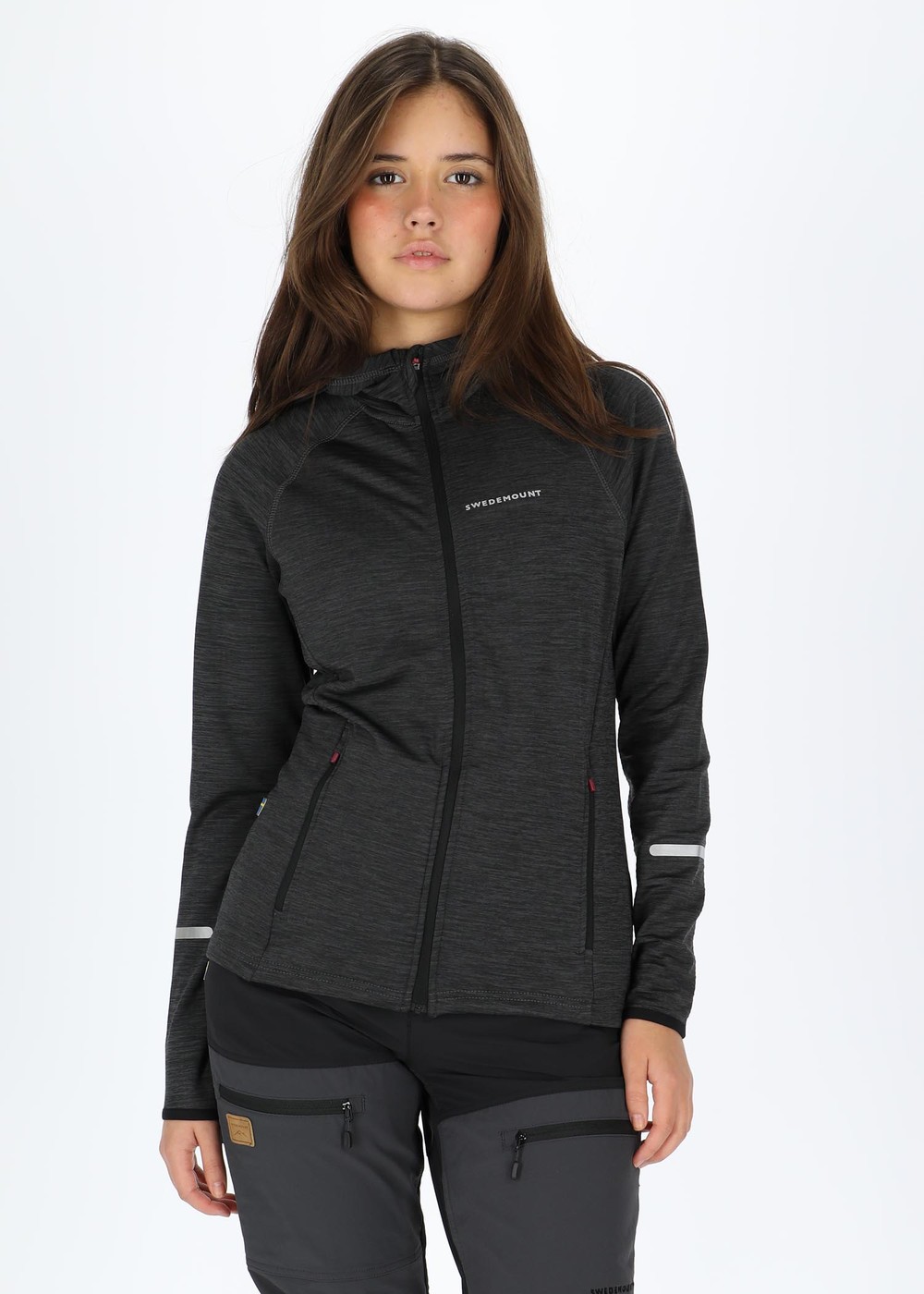 Trail Stretch Hood Jacket W, Charcoal Melange/ Black, 46,  Hoodies