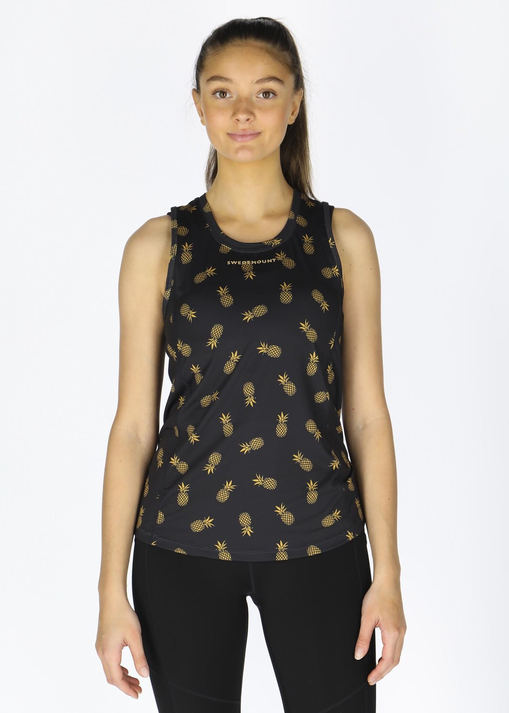 Gym Singlet W, Black Golden Pineapple, 38,  Träningslinnen