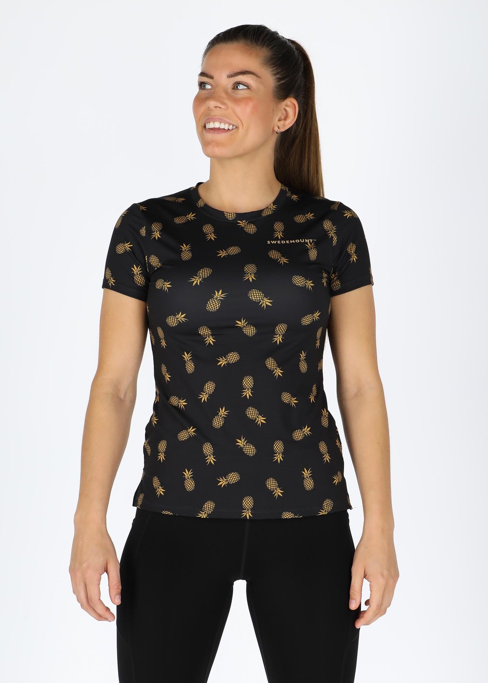 Gym Tee W, Black Golden Pineapple, 38,  Löparkläder