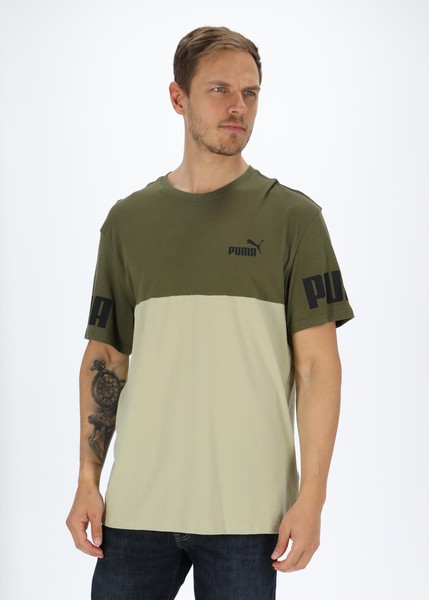 Puma Power Colorblock Tee, Dark Green Moss-Spring Moss, M,  T-Shirts