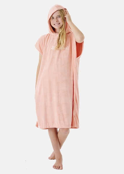 Script Hooded Towel-Girl, Shell Coral, Onesize,  Badkläder