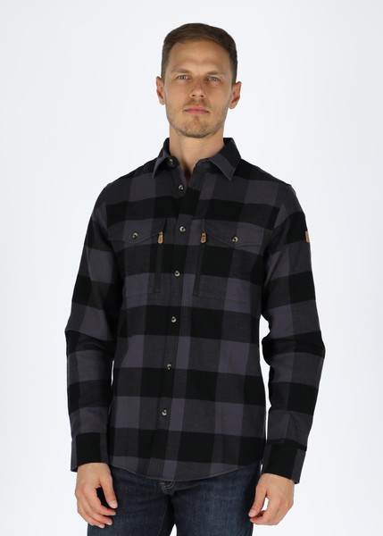 Nordkap Flannel Shirt, Charcoal/Black Check, S, Langarmede Skjorter