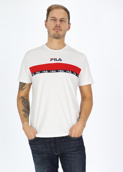 Saverne Blocked Taped Tee, Bright White-True Red, S,  T-Shirts