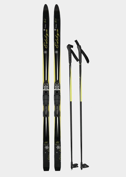 Edsbyn Jr Ski No Wax Incl Binding And Pole, Black/Yellow, 110 Cm,  Längdskidor