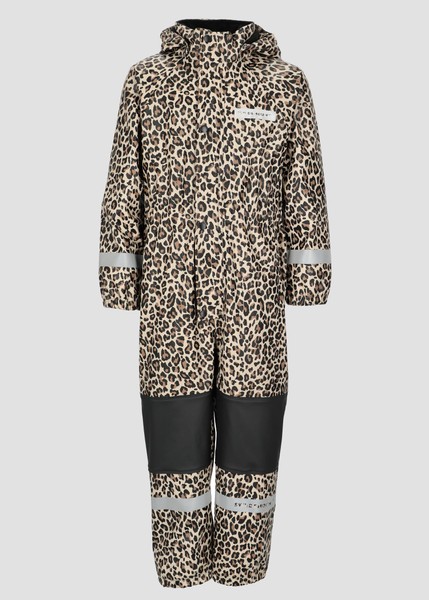 Drop Fleece Rain Suit Jr, Black/Leopard, 110,  Fleeceoveraller