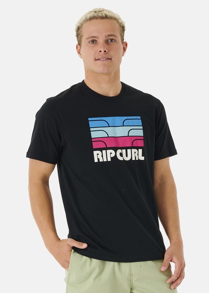Surf Revival Waving Tee, Black, L,  T-Shirts