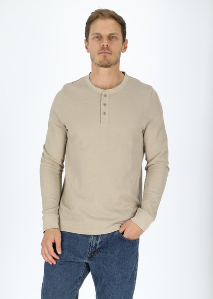 Henley Shirt, Khaki, S,  Sweatshirts