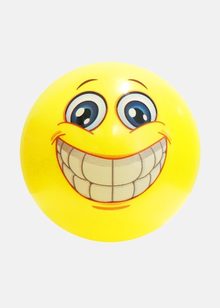 Plastboll Funny Face, 24 Cm Gu, Yellow, No Size, Sommerlek