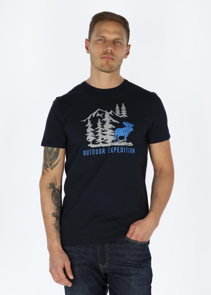 Forest Tee, Navy Elk, S,  T-Shirts