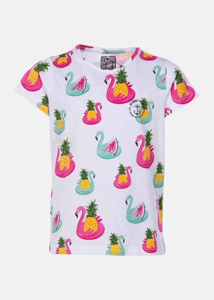 Jungle Tee Jr, White Flamingo Pineapple, 160,  Strandkläder