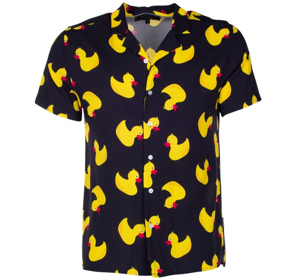 Honolulu Shirt, Black Yellow Duck, Xs,  Kortärmade Skjortor