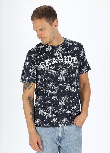 Ocean Tee, Navy Palm, L,  Strandkläder