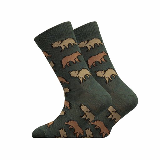 Bear march merino wool pattern sock