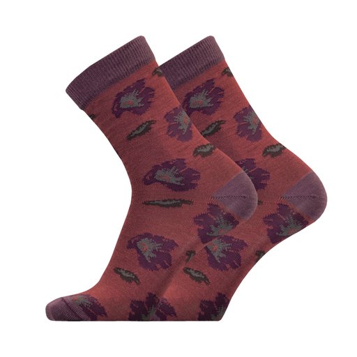 Winter flower merino wool pattern sock
