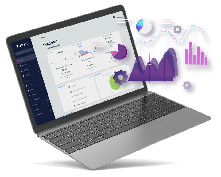 Viskan backoffice GUI in a laptop